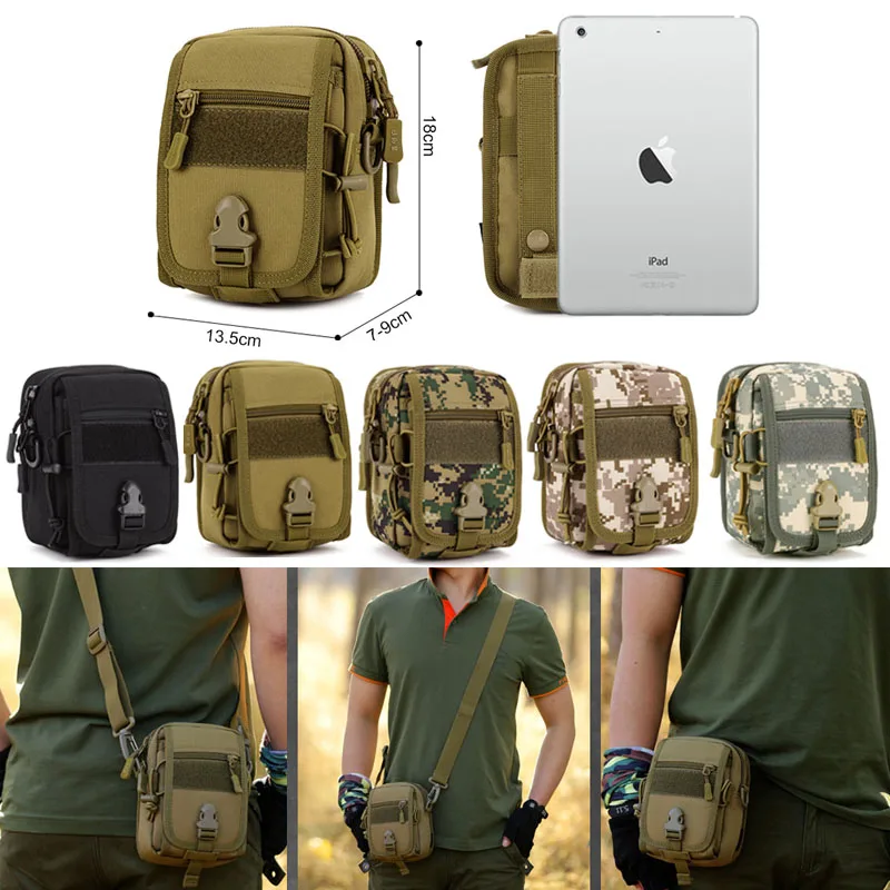 Waterproof Molle Tactical Pouch Bags Organizer EDC Waist Belt Bag Shoulder Strap Nylon Camping Small Fanny Pack Hiking Outdoor