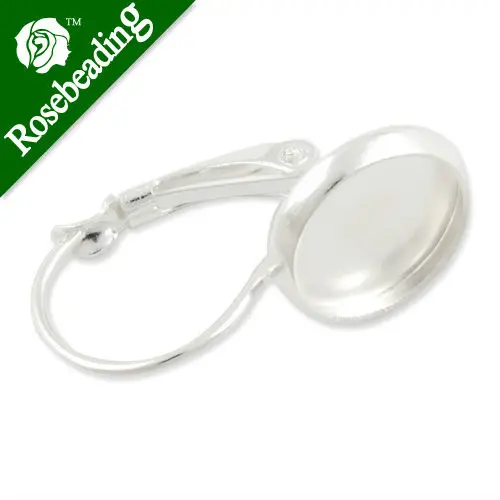 

Silver plated French Lever Back Earrings Blank/Base,fit 10MM glass cabochons,buttons;earring blank,earring bezels