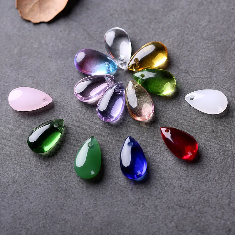 Mibrow 20PCS 7*14mm Waterdrop Glass Beads with Hole Tear Drop Glass Charm Pendant Bead for DIY Jewelry Making Accessories