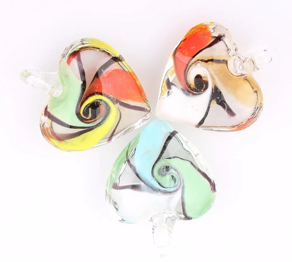 Spiral Flower Pendant Fit Necklace Wholesale 6pcs Handmade Murano Lampwork Glass Mix Color Jewelry Gifts Wow