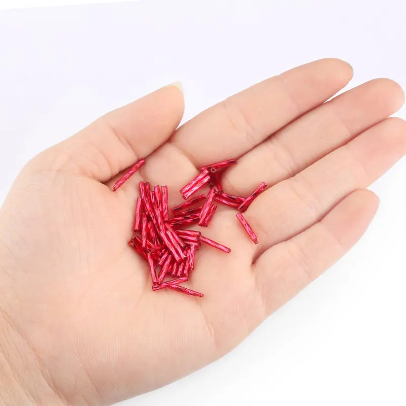New Size 30g/bag Color Plated 2.5X12.mm Tube bead Glass Garment Seed Beads Accessory Diy Craft