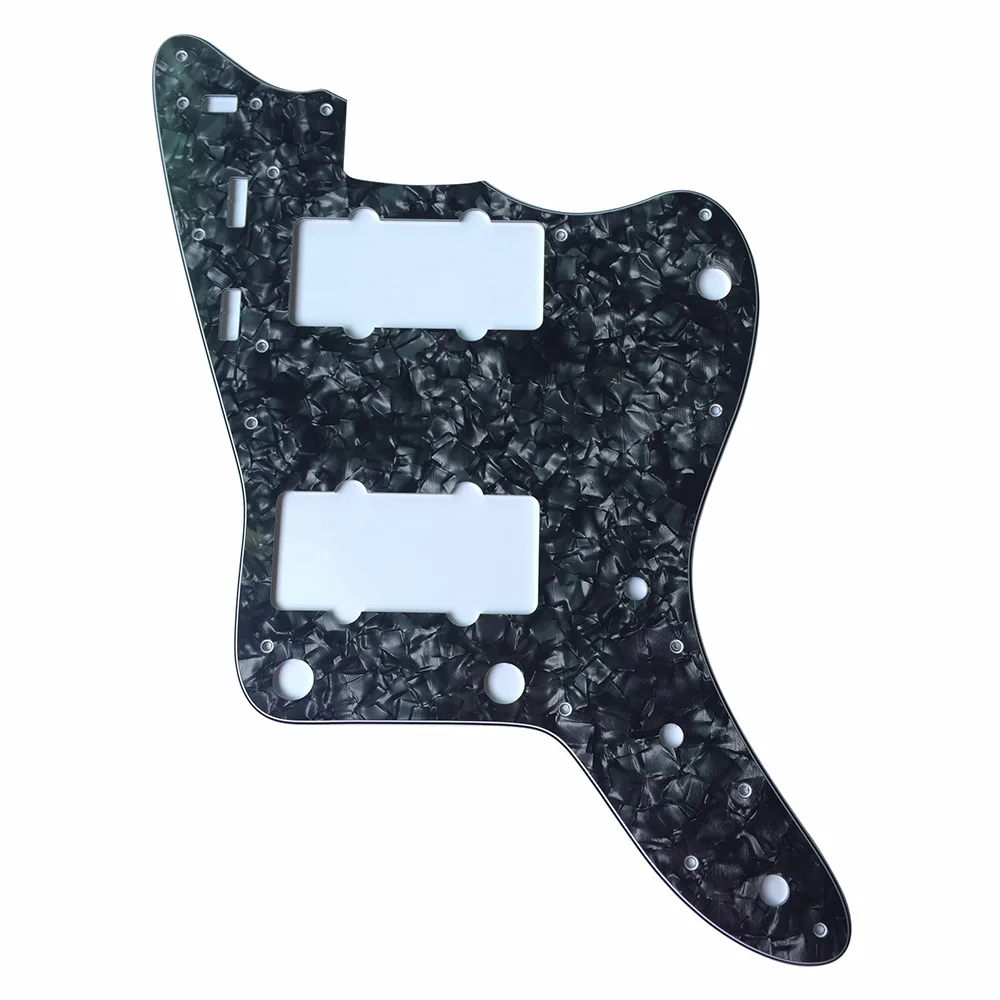 

Pleroo Custom Guitar pickgaurd Scratch Plate - For Japan Jazzmaster Guitar Pickguard, 4 Ply Black Pearl