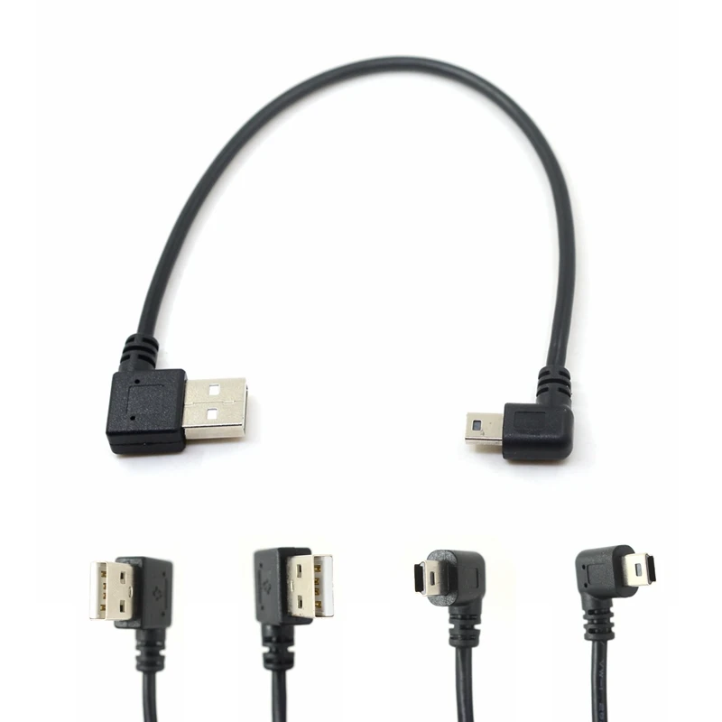

USB 2.0 to Mini USB Data Sync Cable 90 Degree Angled Elbow 5 Pin B Male to Male Charge Charging Cord for Camera MP3 MP4