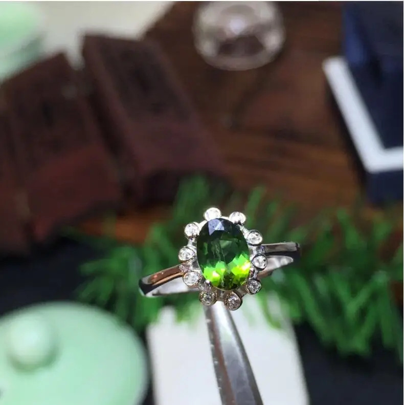 

Tourmaline ring Natural real tourmaline ring 5*7mm gemstone 925 sterling silver Ring For Men Or Women