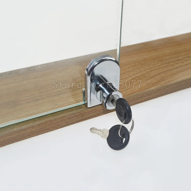 

1PCS Single Double Glass Cabinet Door Lock Showcase Display Locking With 2 Keys For 5-8MM Glass JF1525