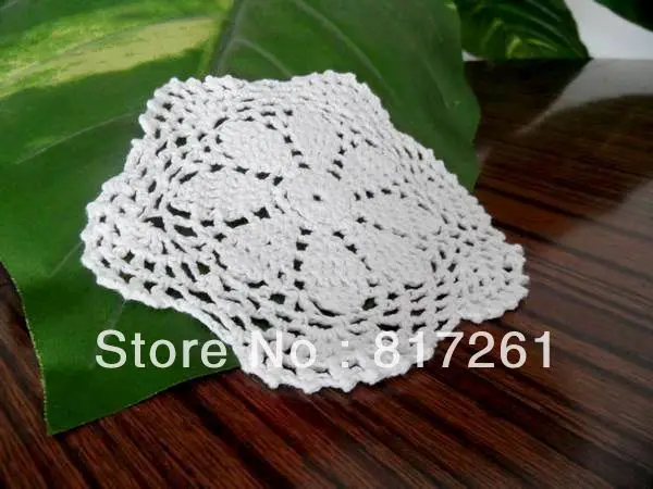 Free shipping white 5 pic/lot flowers 14cm round lace crochet doilies RUfashion zakka innovative item cotton felt plate pad mat