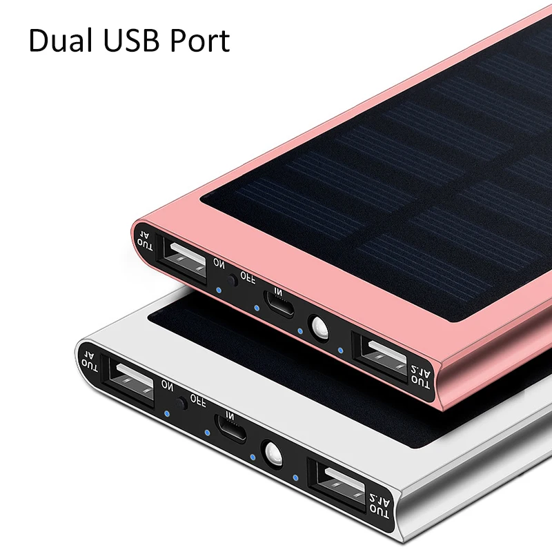 20000mAh Portable Solar Power Bank External Battery phone Charger Powerbank for iPhone 14 13 12 11X Huawei Xiaomi Poverbank