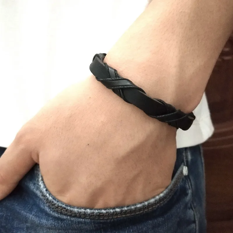 New Style! Men Charm Vintage Black Bracelet,  2018 Latest Popular Leather Bracelet, 18-26CM  Adjustable Bracelet