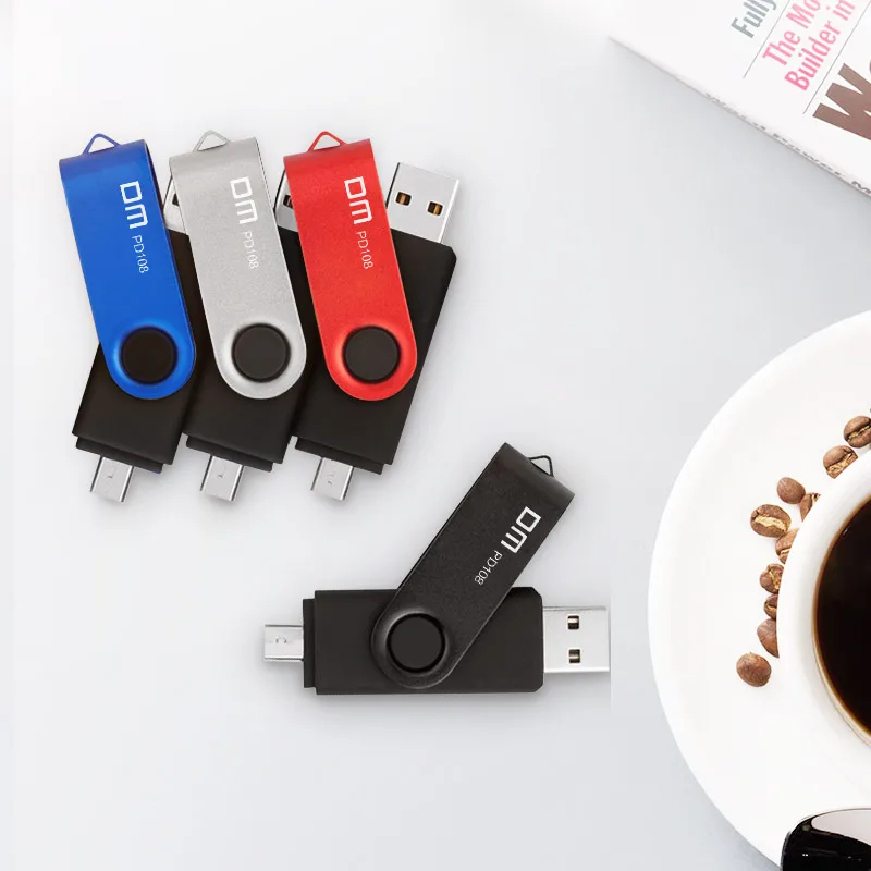 DM PD108 OTG USB 32G 16G 8G USB Flash Drives Smartphone Pen Drive Micro USB Portable Storage Memory Metal USB Stick Free