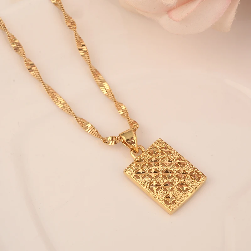 Bangrui Gold Color Dubai India african Beads Pendant & Earrings Initial Chain for Women Necklace wedding bridal girlJewelry gift