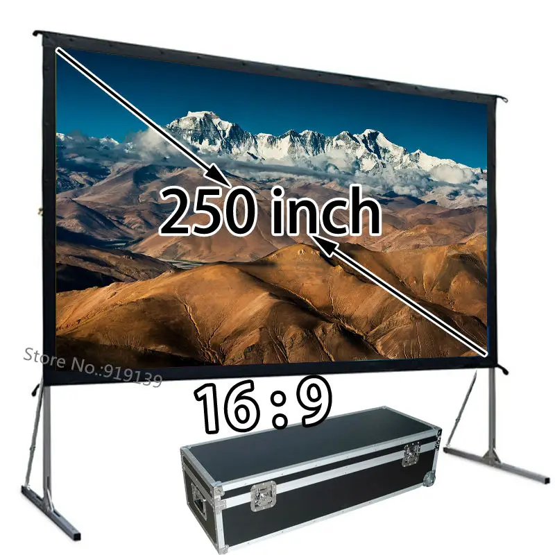 

Wholesale Oversize Projector Screen 250-inch 16x9 HD Format Front Projection Screens Fast Fold With Aluminum Stand