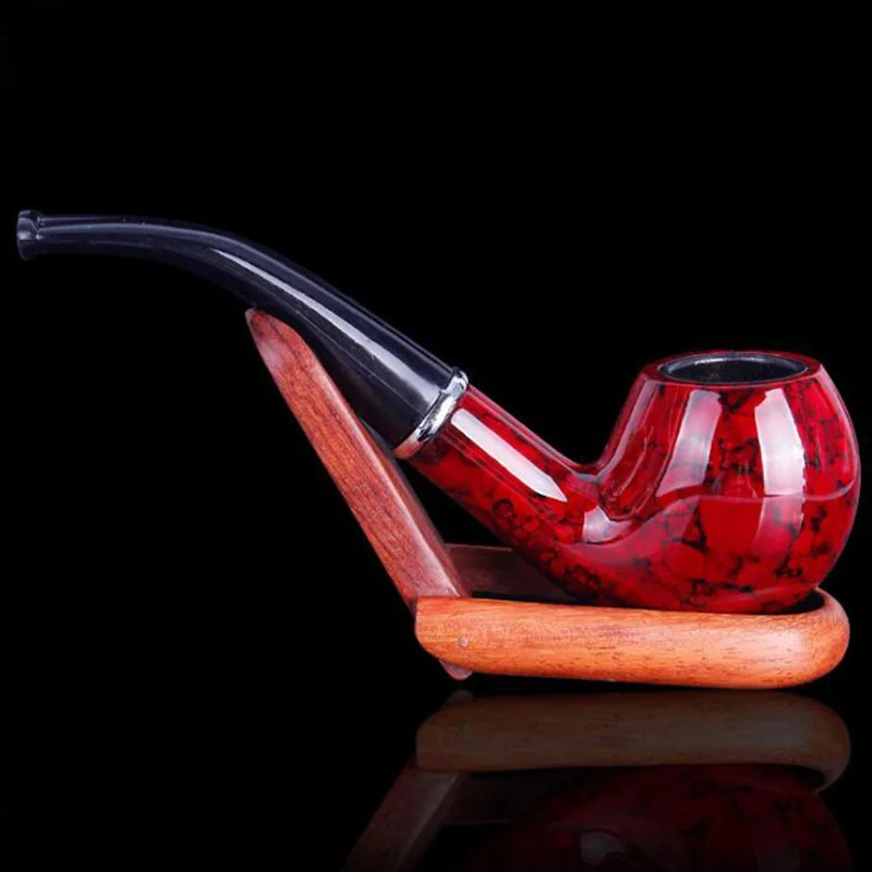 1 Pcs Classic Ebony Wood Smoking Pipe Handmade Cigarette Tobacco Smoke Pipes Best Gift for Friend