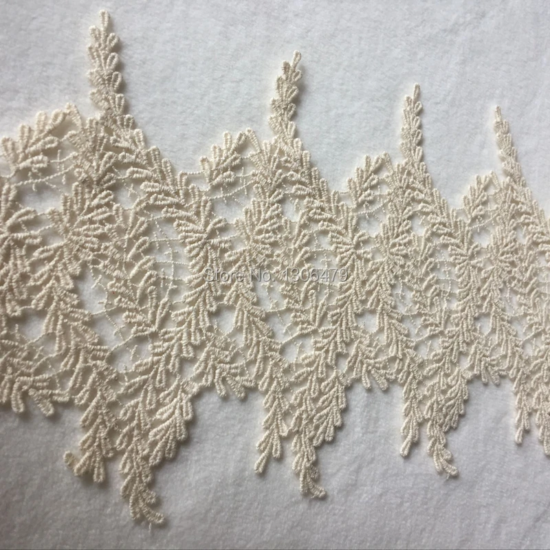 Wasserlöslicher Stickerei-Baumwollspitzenstoff, Beige und Weiß, DIY-Kleidungszubehör, 3 Yards, Breite 13 cm, RS1008 – Detail 6