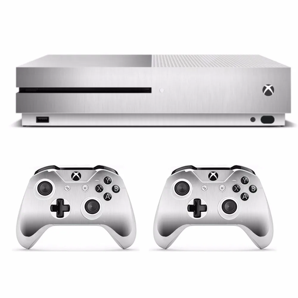 

Metal Brushed Skin Sticker Decal For Microsoft Xbox One S Console and 2 Controllers For Xbox One S Skins Stickers Vinyl