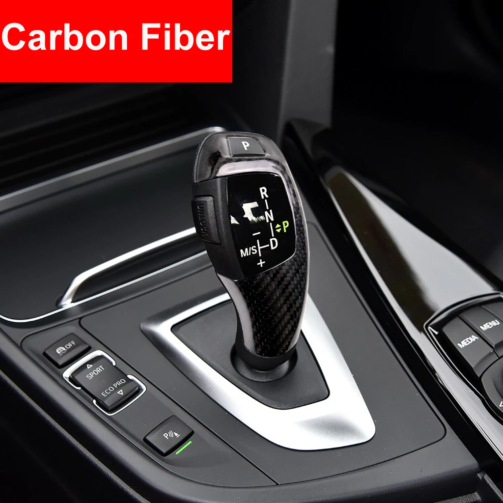 

Car Styling Carbon Fiber Gear Shift Knob Cover Panel Collars Shifter For BMW 1-2-3-4-5 Series F10 F11 F18 F20 F30 F31 F34 F15