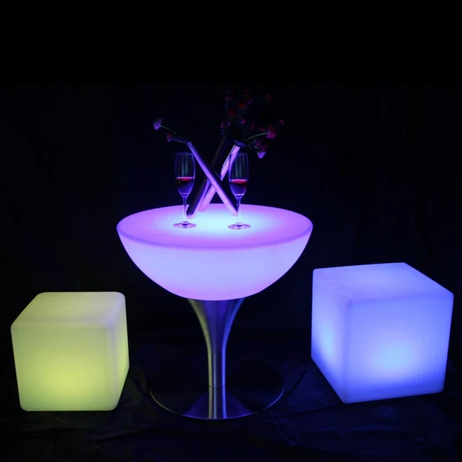 SK-LF18 (D60*H56cm)  Led Bar Furniture Illuminous Glowing Coffee Bar Table with 24 keys remote control For Party Event 2pcs/Lot