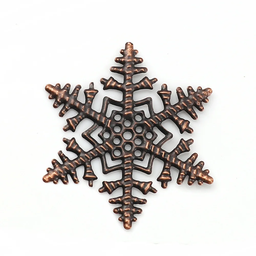 DoreenBeads Iron Based Alloy Filigree Stamping Embellishments Christmas Snowflake Antique Copper DIY Findings 45mm x 45mm, 30PCs