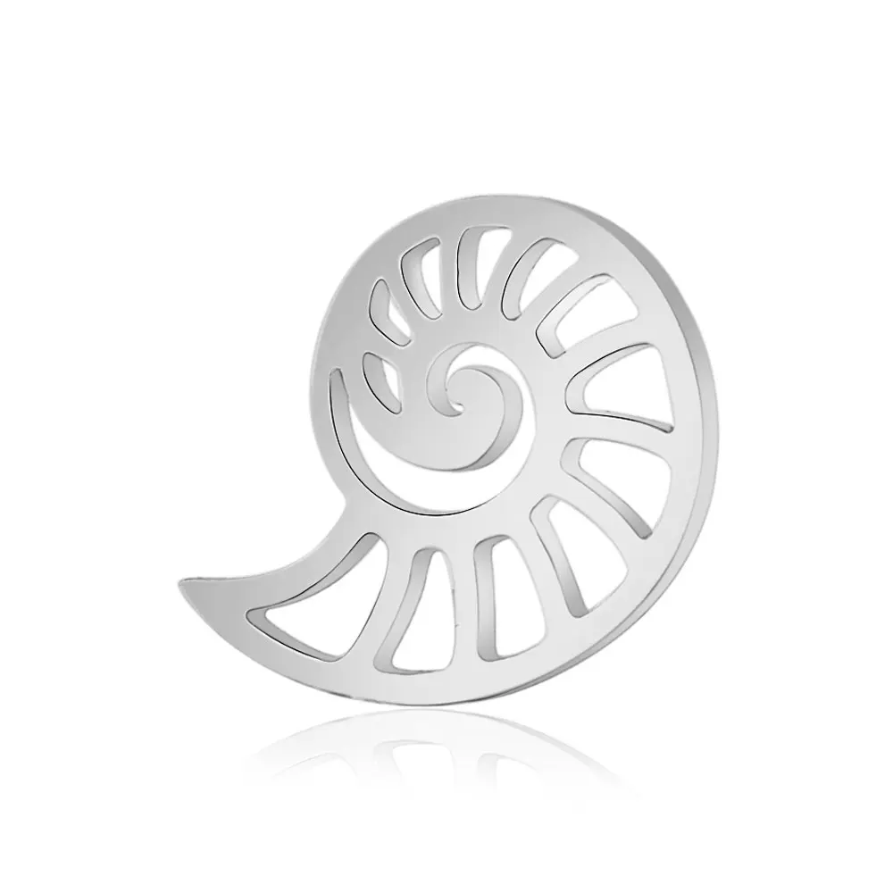 10pcs/lot 316 Stainless Steel Sea Shell Charms VNISTAR High Polished  Seahorse DIY Conch Jewelry Finding Supplies