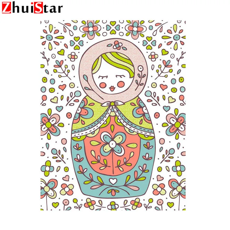 5D Diamond Embroidery Russian Matryoshka Doll Mosaic Diamond Painting Cross Stitch Kits Home Decoration XY1