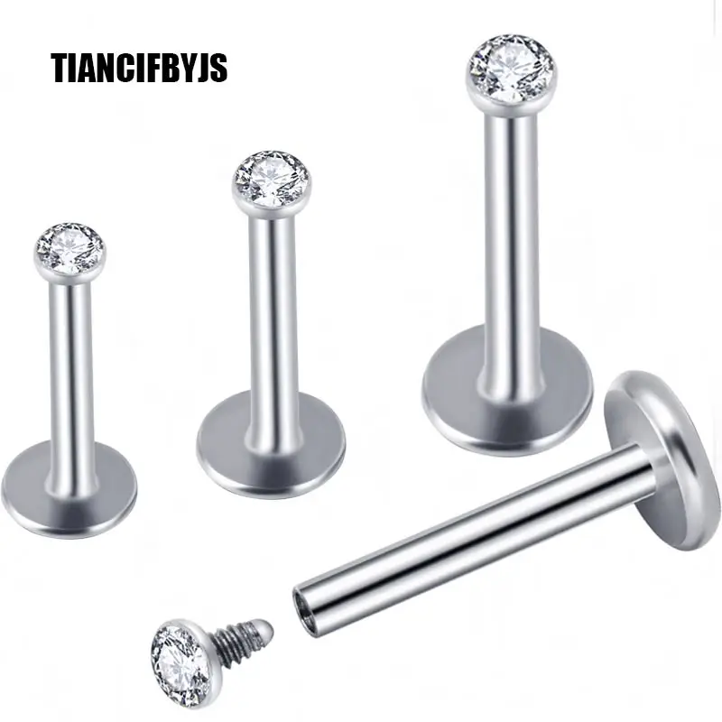 

TIANCI FBYJS Piercing Lip Stud 6/8/10mm 16G Crystal Labret Monroe Lip Ring Tragus Helix Earring Stud Barbell Piercing Jewelry