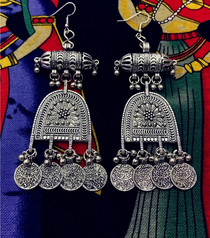 Miao Silver Dongfeng exotic folk style earrings earrings tribal silver jewelry India Thailand Nepal