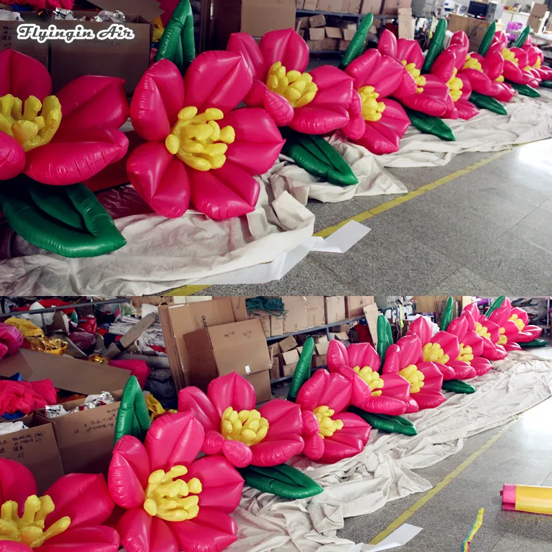 

Wedding Appearance Backdrop Inflatable Lily Flower Chain 6m/8m/10m Length Pink Artificial Flower For Stage And Party Decoration