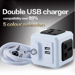 Power Strip With USB Electric Smart Home PowerCube Socket Extension Adapter Universa 4 Socket 2 USB Port Adapter -1.8M Cord