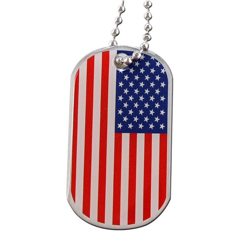 Factory Price Metal Printing USA Flag Military Dog Tag Pendant