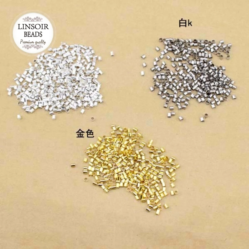 200pcs/lot 2mm Metal Crimps Hollow Tube Beads Crimp&End Beads DIY Jewelry Findings Silver/gold/rhodium/Bronze Color F105A