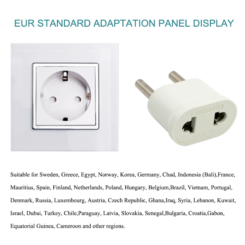 1PC 4.8mm US To EU Plug USA To Europe Travel Wall AC Power Plugs Charger Outlet Adapter Converter 2 Round Pin Electrical Socket