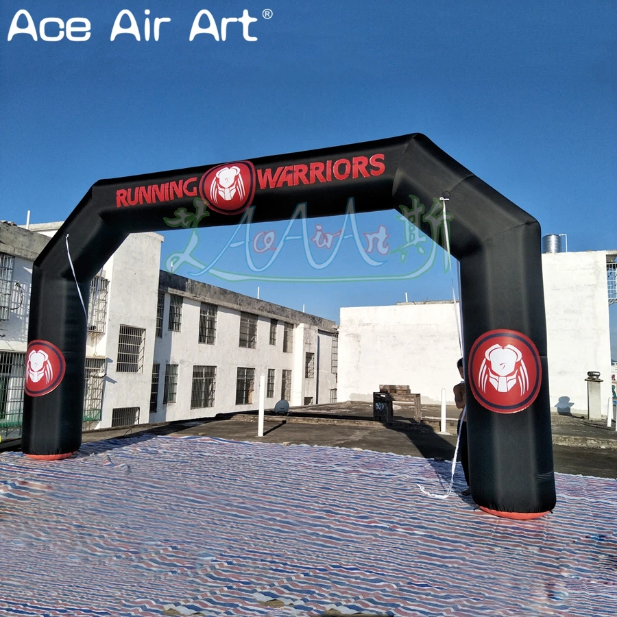 7x4m Black Inflatable Arch Athletic Sports Running Race Archway Ceremory Tower Gate Made by Ace Air Art