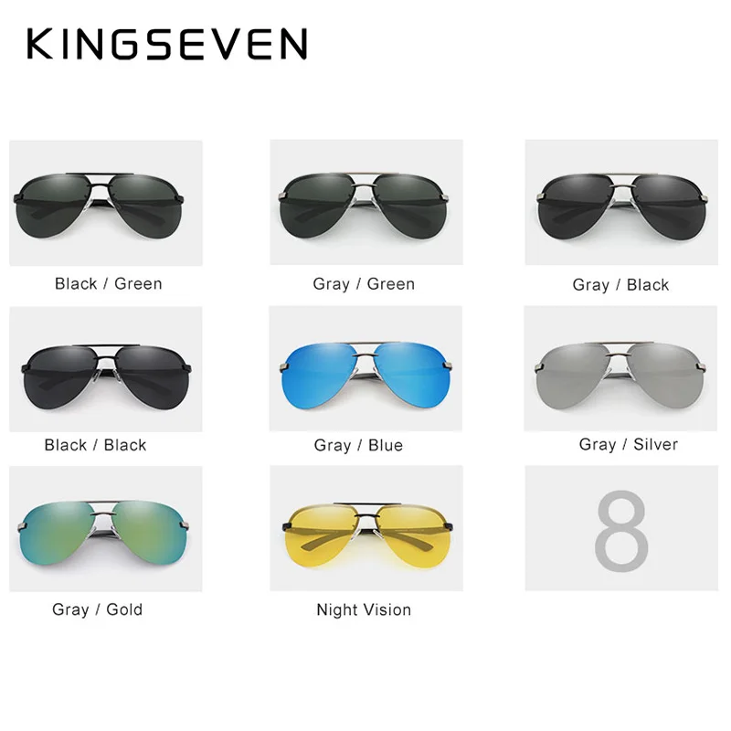 KINGSEVEN 2024 Aluminum Magnesium Polarized Rimless Lens Sunglasses For Men High Definition Retro Women Eyewear Outdoor Sports