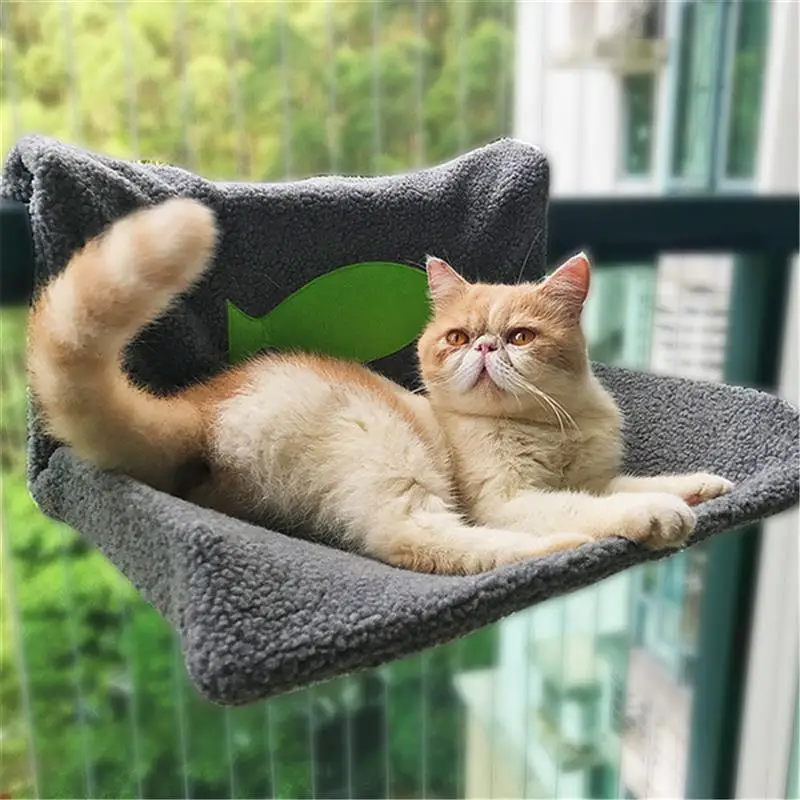 Warm Cat Kitty Radiator Hammock Bed Pet Hammocks Hanging Bed Soft Fleece Cat Beds Winter Warm Cat Window House Sofa 48*40*25cm