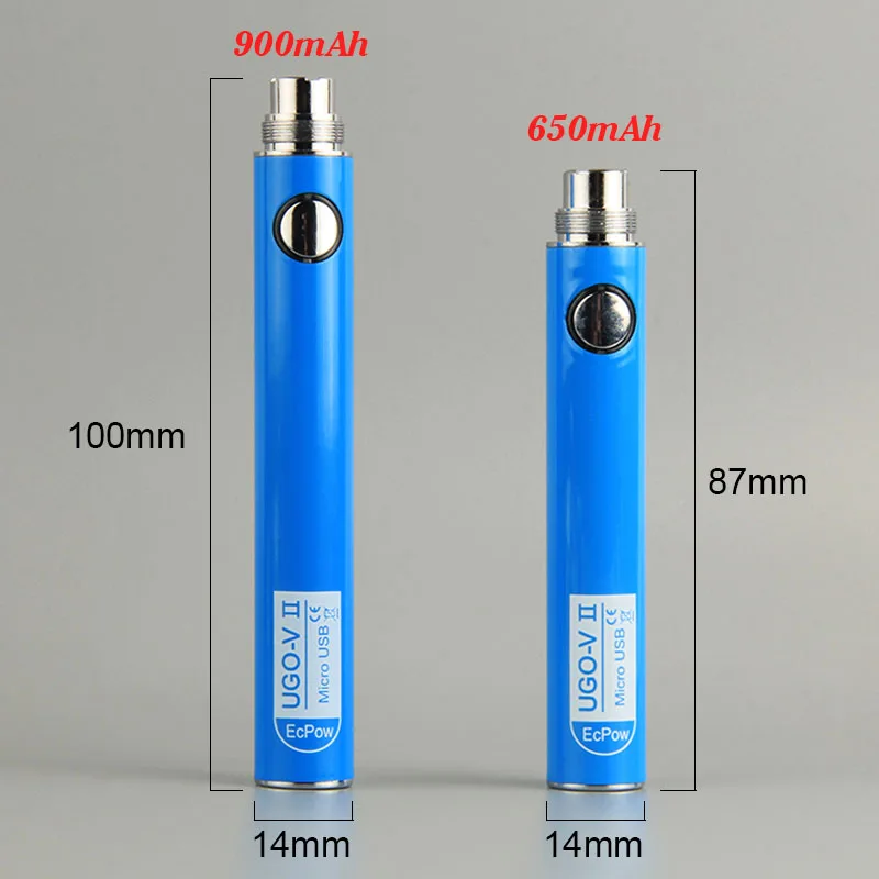 1db UGO vcc II Elektronfizika Szivarka Üteg 650/ 900mah mikro USB Hozzákezdés E Szivarka Színes Egó evod ecig ugo V2 kookah vape Tollhegy