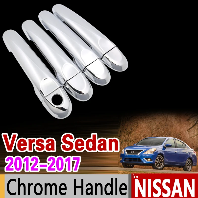 

for Nissan Versa Sedan 2012 - 2017 Chrome Door Handle Cover Trim Set Latio Almera Renault Scala 2013 2014 2015 2016 Car Styling