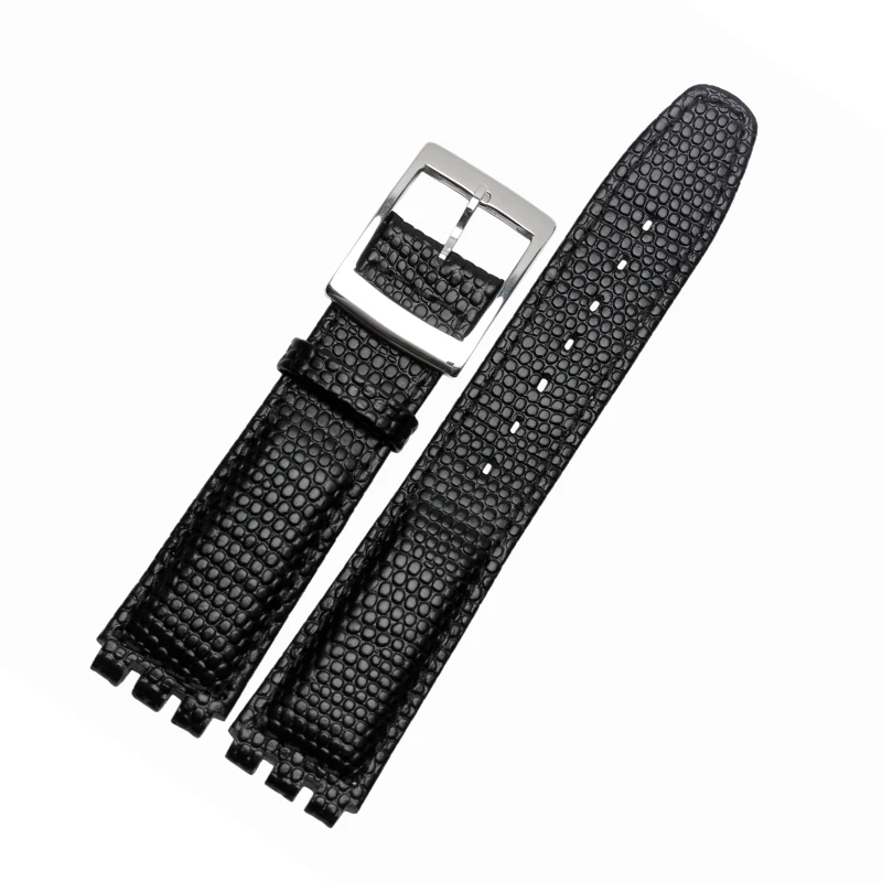 High Quality Waterproof Genuine Leather Watch Band 17mm Croco Pattern Black Brown White Strap For Swatch