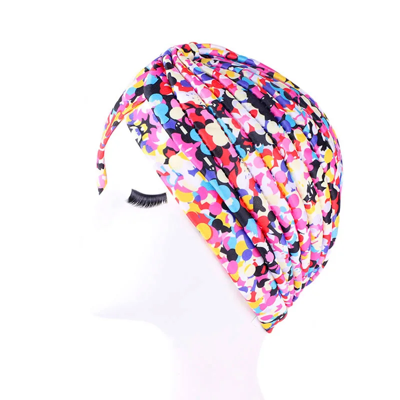 Neue Frauen Drucken Blume Knoten Krebs Rüschen Chemo Hut Beanie schal Turban Kopf Wrap Gestrickte Kappe Haarausfall Zubehör – Detail 10
