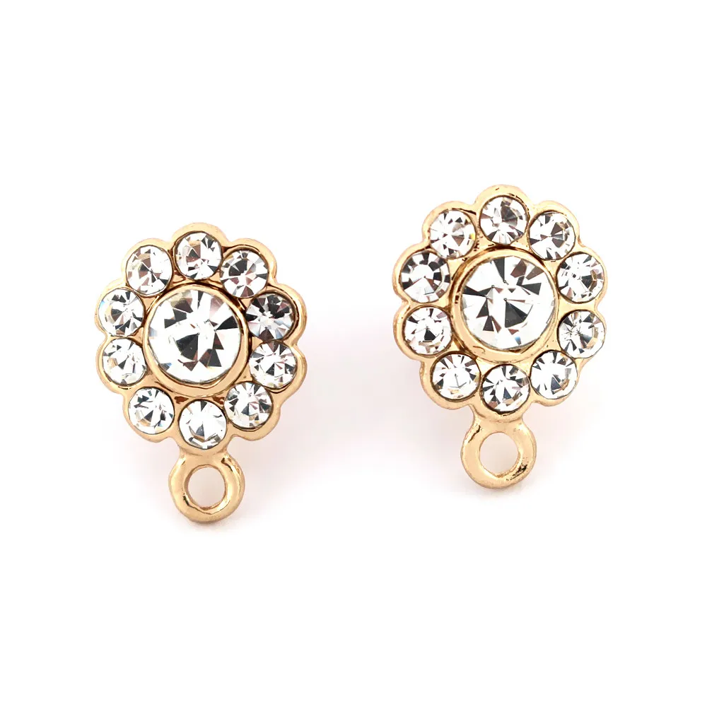 

Earrings Post Circle Flower Loop Hanger Paved Rhinestone DIY Findings Accessories for African Wedding Dubai Gold-color Jewelry