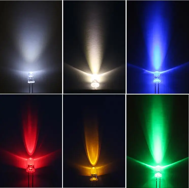 100PCS x Long Leg 5mm Warm White Red Jade Green Blue Yellow Pink Purple 7 Color Flash Water Clear Ultra Bright LED