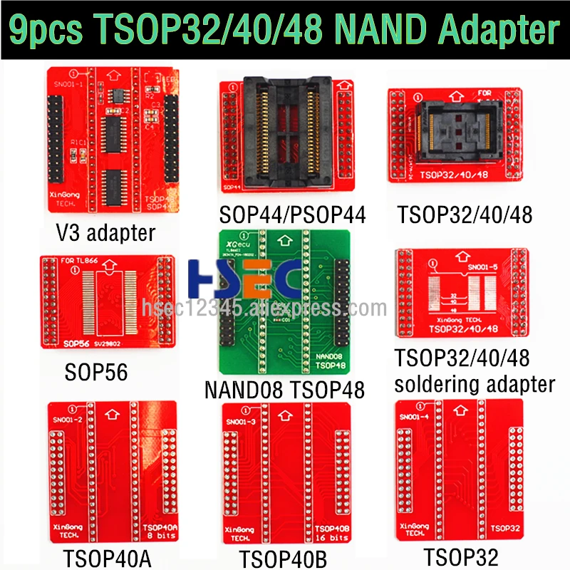 100% Origail NAND Adapters TSOP32 TSOP40 TSOP48 SOP44 SOP56 adapter for Xgecu TL866II PLUS MiniProTL866A TL866CS USB Programmer