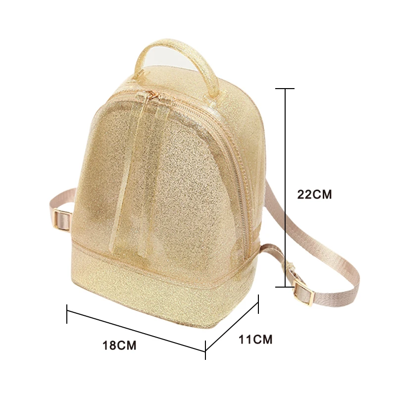 New Glitter Women Jelly Backpacks Candy Color PVC Jelly Bag Mini Girls Waterproof Silicone Shoulder School Bling Bags