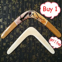 Boomerang-platillo de disco volador para jugar al aire libre, hecho a mano, de madera, para lanzar y atrapar, apto para césped principiante