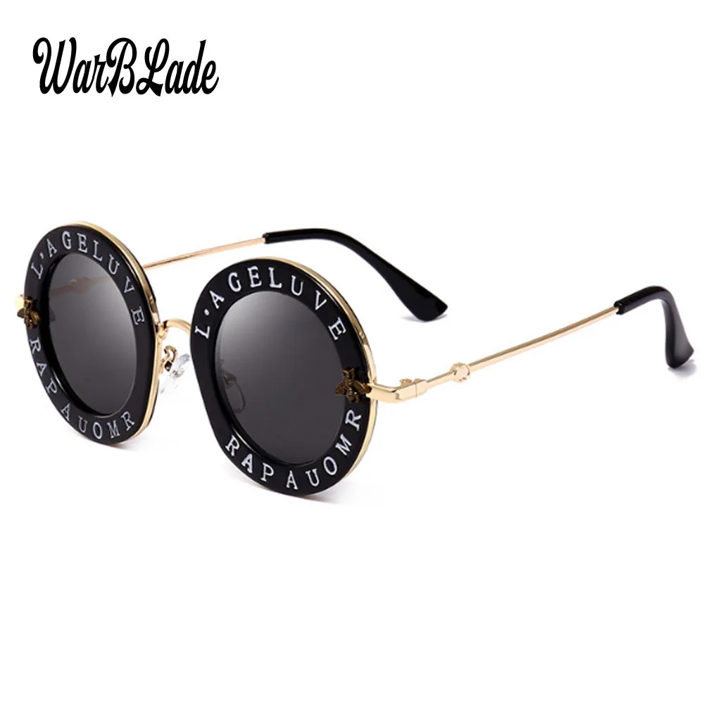 2020  Fashion Bees Retro Round Letters Transparent Frame Tint Lens Sunglasses Trending Ladies Summer Sun Glasses