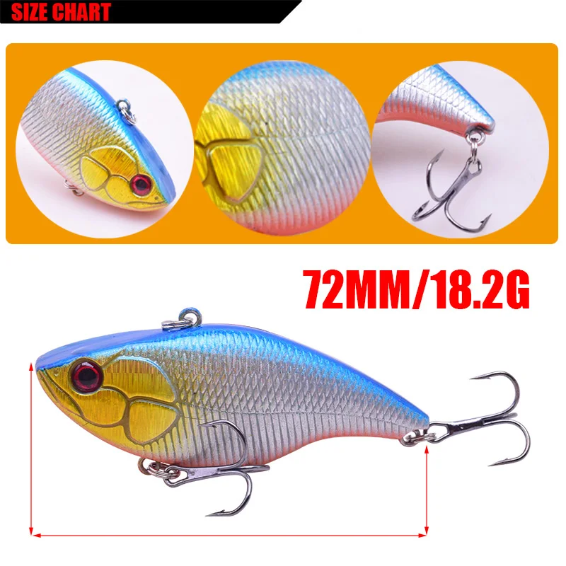 1Pcs Sinking VIB vibration ice fishing Wobblers Lure 7.5cm 18g winter hard bait Crankbait carp leurre pesca fishing Tackle