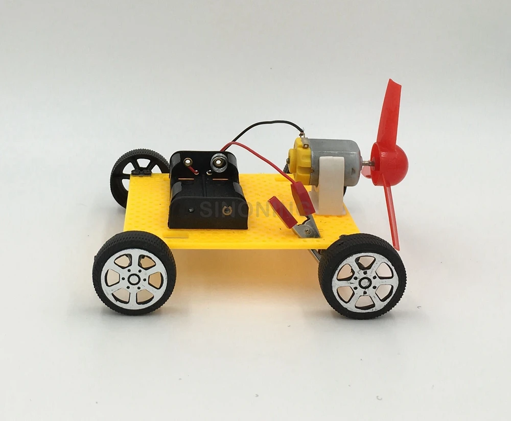 DIY electronic Wind Driven Toy Car  assembly education creativity cheap age 3+