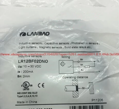 

100% NEW LR12BF02DNO proximity switch M12 DC 3-wire NPN normally open inductive sensor