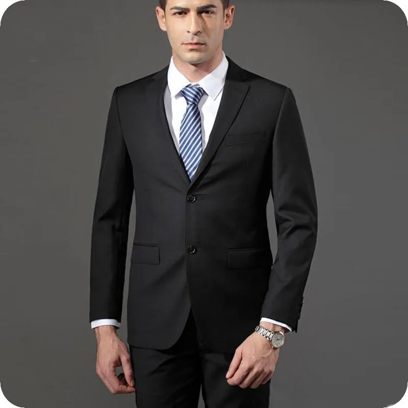 

Custom Black Men Suits for Wedding Navy Blue Business Man Blazers Groom Tuxedos Slim Fit Terno Masculino 2Pieces Costume Homme