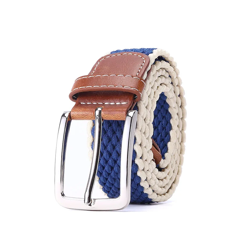 Men's Fabric Leather Elastic Woven Stretch Belt 1-3/8