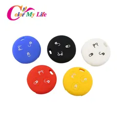 3 Button Rubber Silicone Key Protection Case Bag for Mercedes Benz Smart City Roadster Fortwo Key Holder Cover