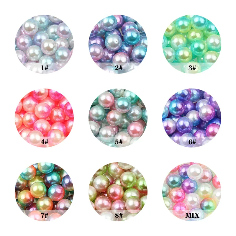 3/4/5/6mm Multi size no holes Imitation Rainbow Color Plastic ABS Pearls Round Beads For DIY Craft Scrapbook Decora